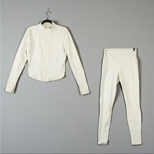 ALO Yoga Cream Zip Jacket and High-Waist Leggings Set